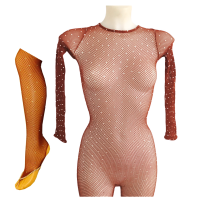 Aca 04 academique resille dark toast toffy tout strasse sans pieds qualite professionnel de danse tenue de scene