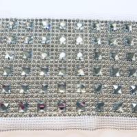 Bande de strass a coudre 3mm base metal strass cristal avec elements 24 rangs 2