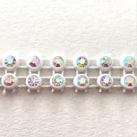 Bande de strass a coudre 3mm blanc strass cristal ab 2 rangs