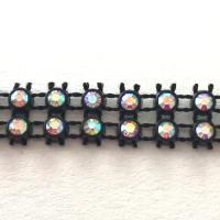 Bande de strass a coudre 3mm noir strass cristal ab 2 rangs