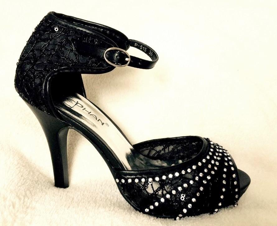 Chaussures femmes avec strass noir spectacles scenes ch p515n