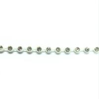 Galon de strass a coudre cristal base plastique blanche 3mm