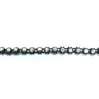 Galon de strass elastique a coudre cristal ab base plastique noir 3mm